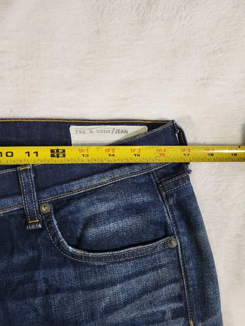 Rag & Bone The Dre Blue Denim Slim Cotton Polyurethane Jeans - Size 29